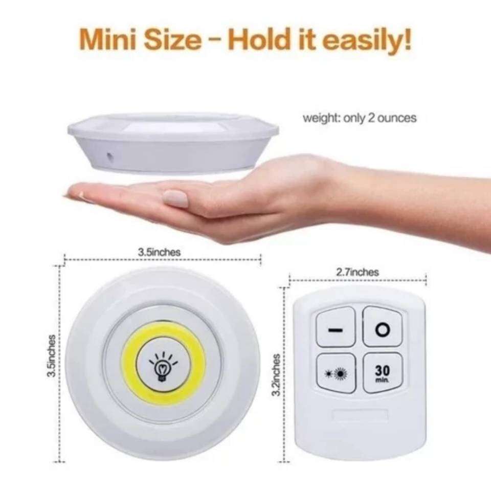 چراغ LED زیر کابینتی و سقفی 3کاره ریموت‌دار (پک ۳ عددی)